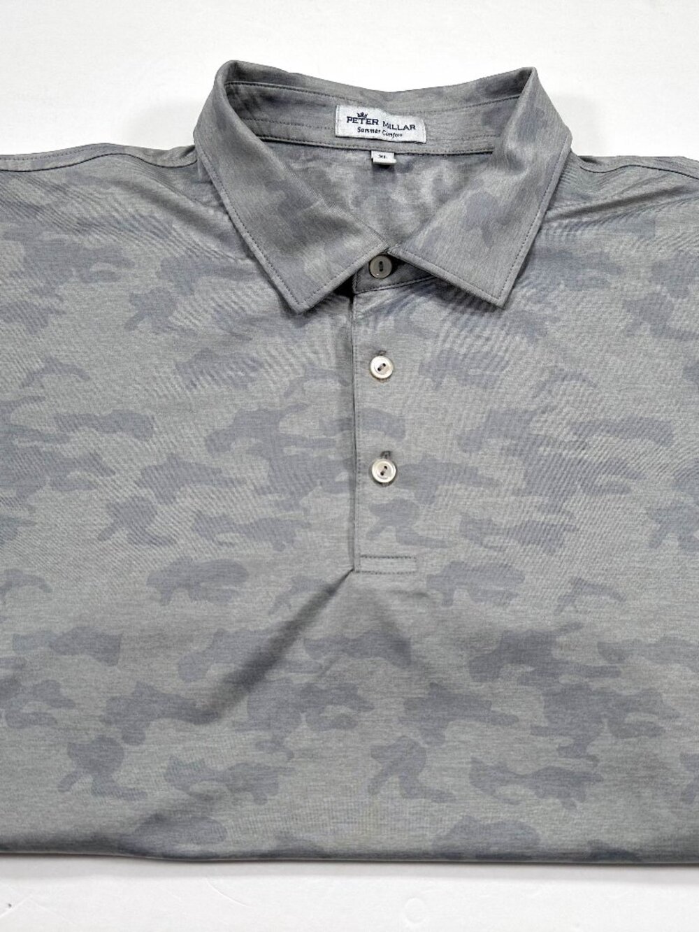 Peter Millar Summer Comfort Polo Shirt Men's XL Gray Camo Camouflage Golf